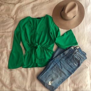 Topshop Peplum Faux Wrap Top